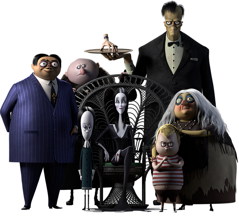 Addams Family Png Image (black, gray, white)