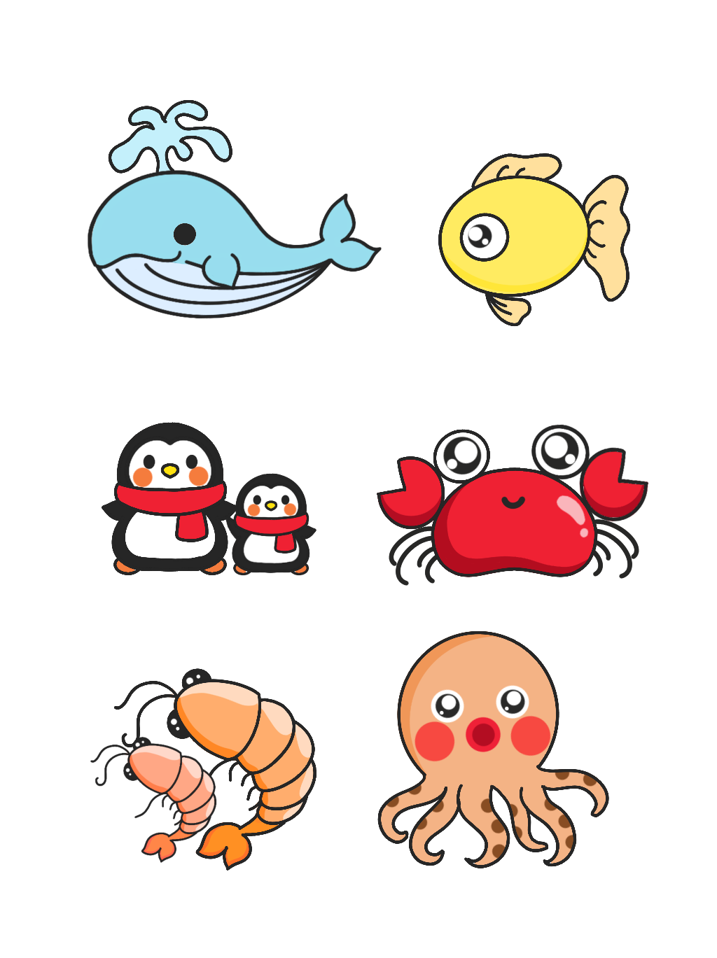 Sea Animal Transparent Png (red, mint, black, salmon, yellow)