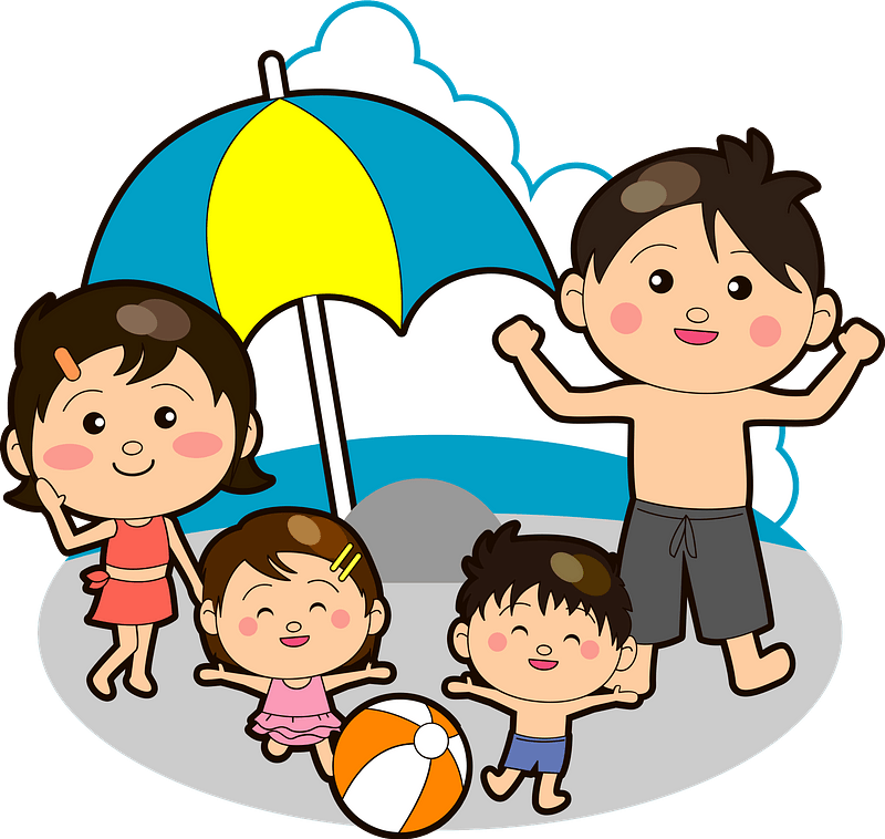 Beach Cartoon Png (yellow, white, teal, silver, gray)