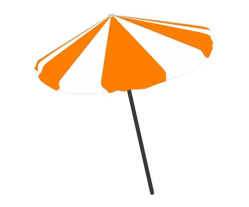 Beach Umbrella Png Image (orange, white)