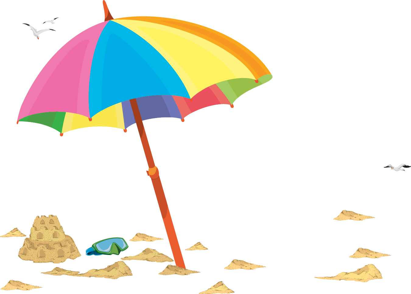 Beach Umbrella Transparent Images Png (salmon, greenish blue, yellow, white)