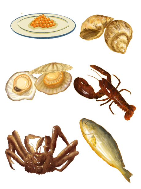 Seafood Png Transparent (black, beige)