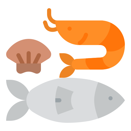 Seafood Transparent Png (lavender, black, salmon, orange, silver)