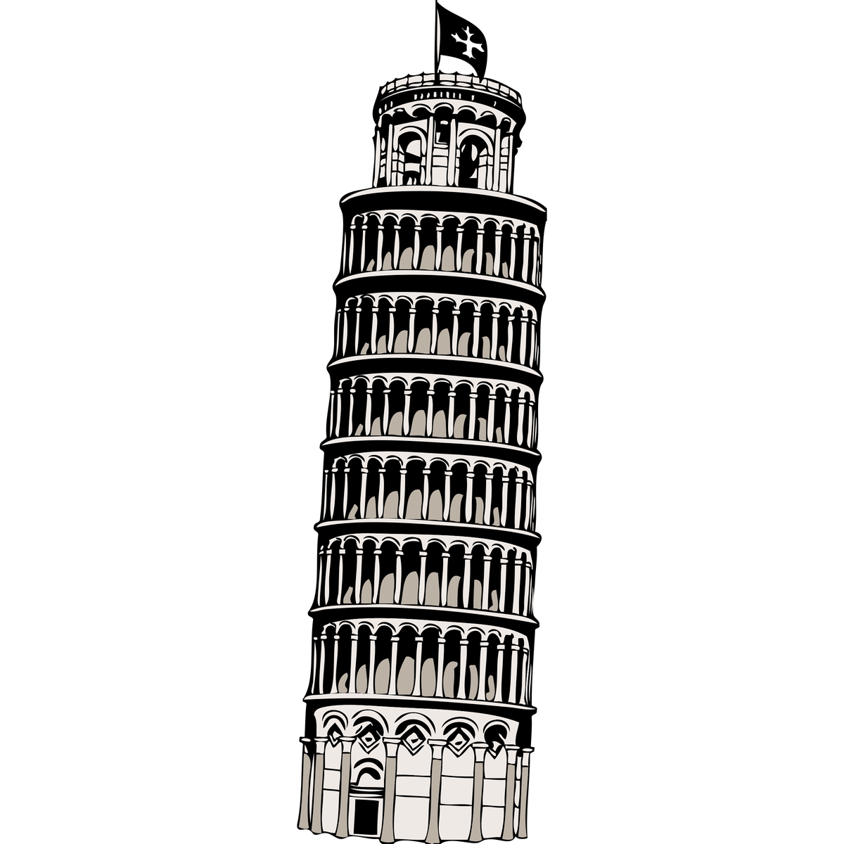 Leaning Tower Of Pisa Png Transparent Picture (gray, indigo, black)