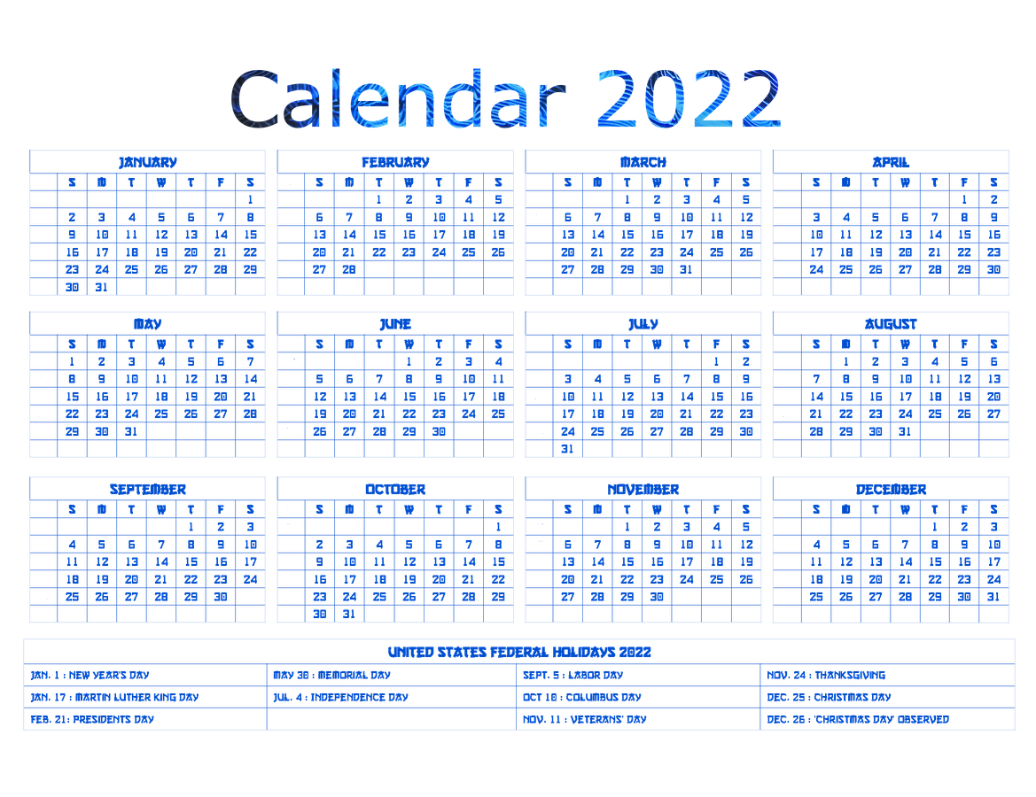 Year 2022 Calendar Png Photos (black, navy)