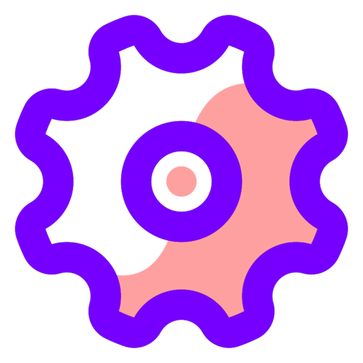 Gear Free Png Icon (blue, pink, black)