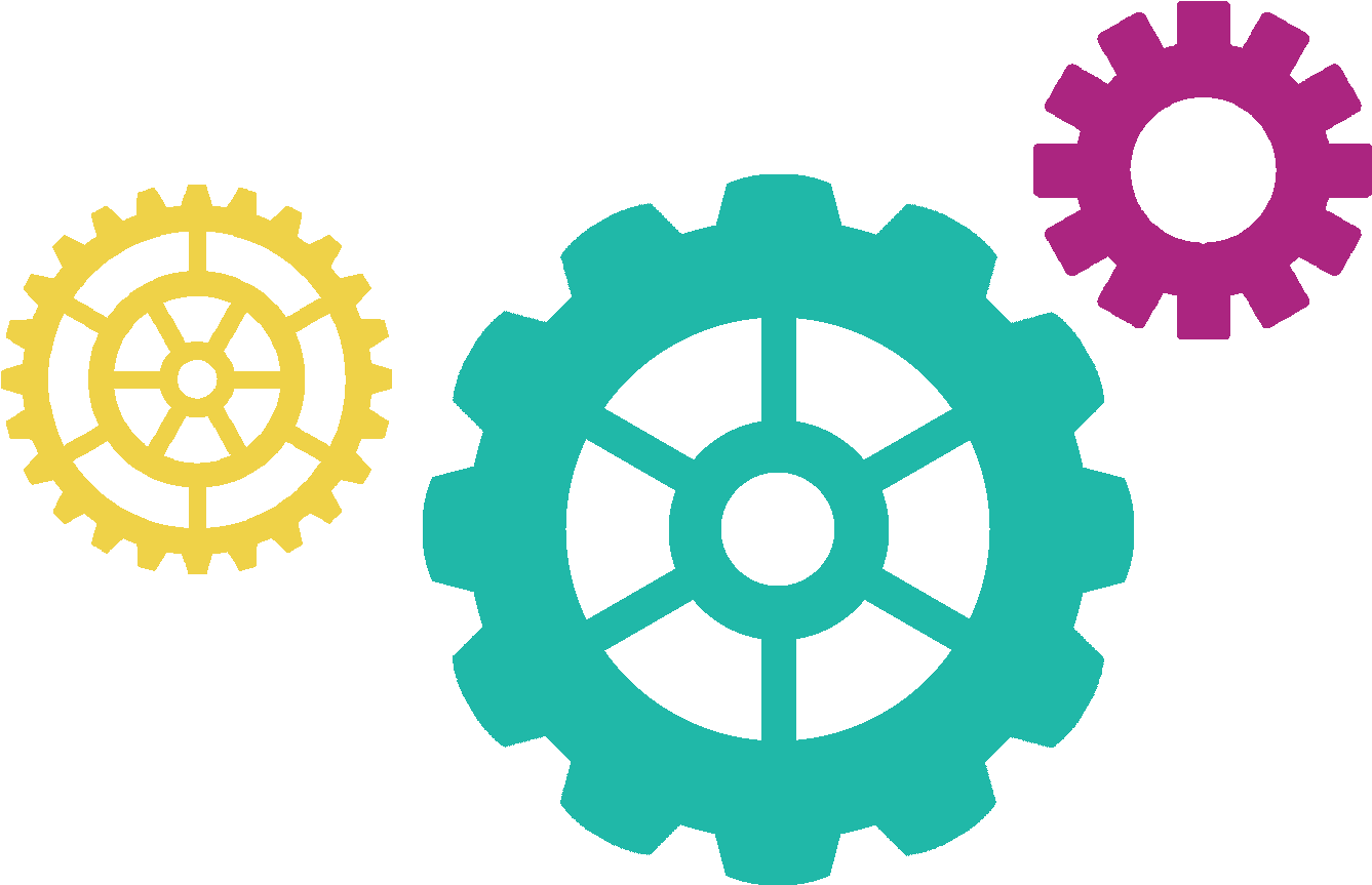 Gears Png Image File (purple, black, teal)