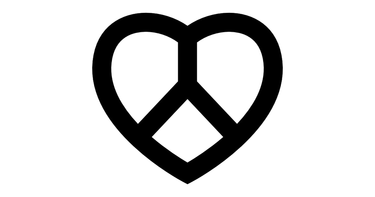 Heart Peace Symbol (white, gray, lavender, black)