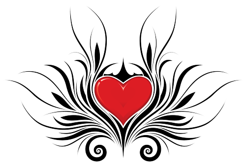 Heart Tattoo Png File (black, red, white)