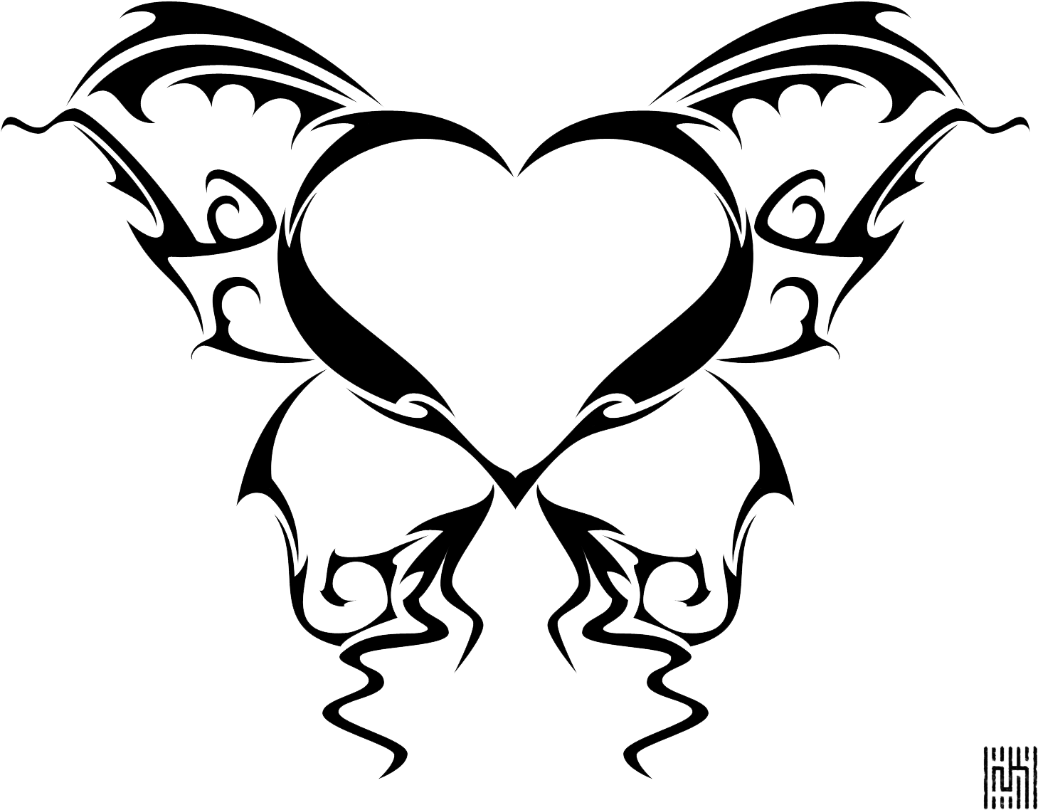 Heart Tattoo Png Isolated Pic (black)