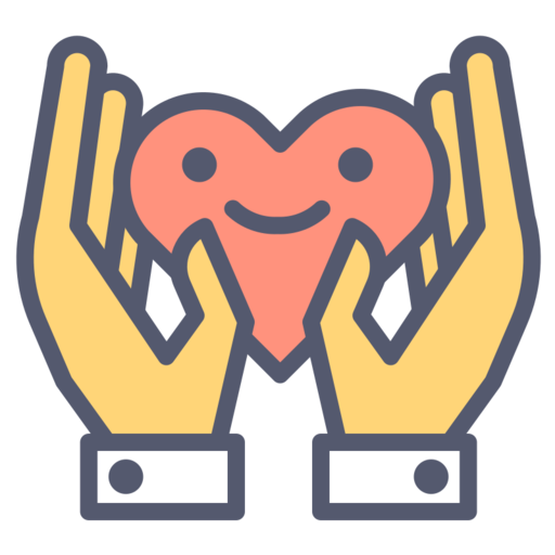 Heart Hand Free Png Icon Download (pink, salmon, black, white, gray)