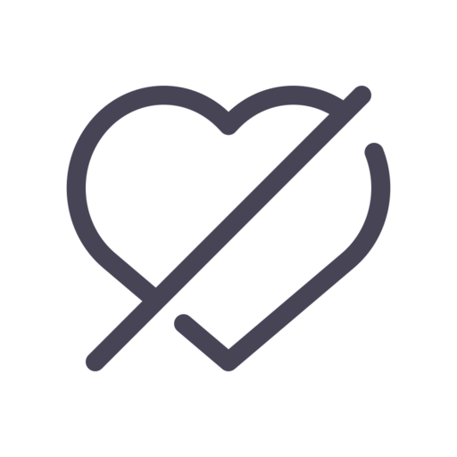 Heart Slash Free Png Icon (black, indigo)