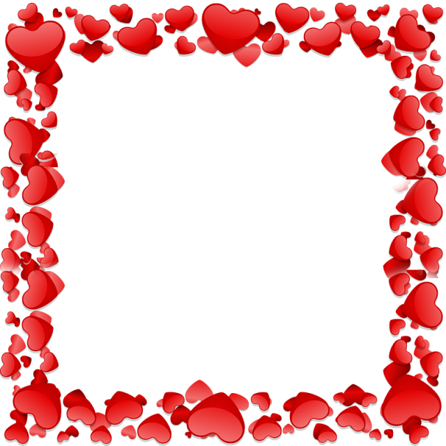 Hearts Frame Png Pic (red, white)