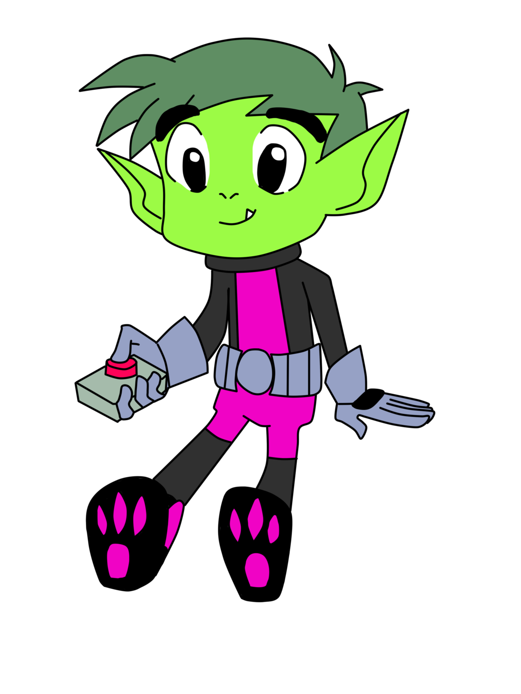 Beast Boy Png Clipart (purplish red, yellow, silver, black, gray)