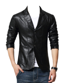 Leather Blazer Transparent Png (black)