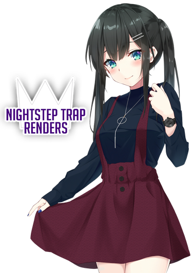 Beautiful Anime Girl Render Png Image (white, maroon, black)