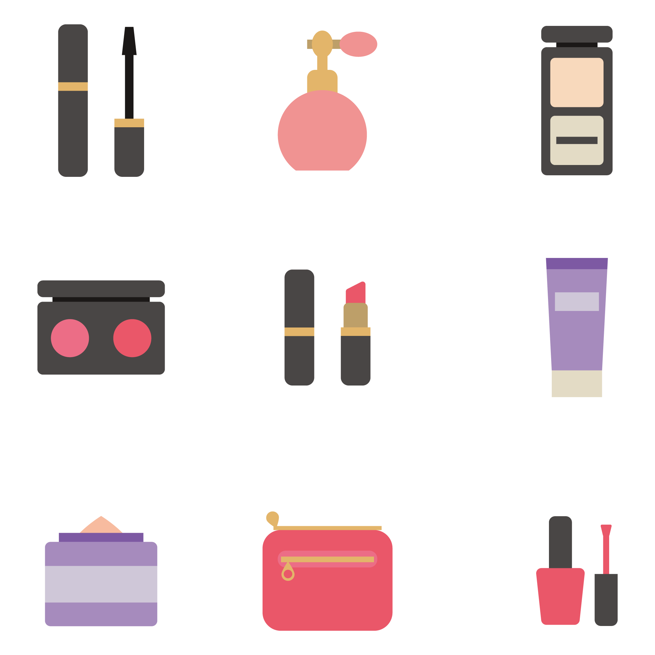 Beauty Cosmetics Png File (indigo, white, black, lavender, salmon)