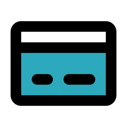 Debit Card Left Free Png Icon (black, teal)