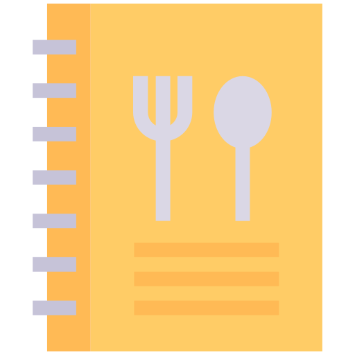 Recipe Book Cook Cooking Kitchen Fork Spoon Icon Free Png Icon Download (lavender, salmon, black)