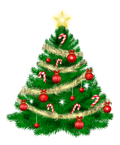 Decorative Christmas Pine Tree Png Clipart (green, black)