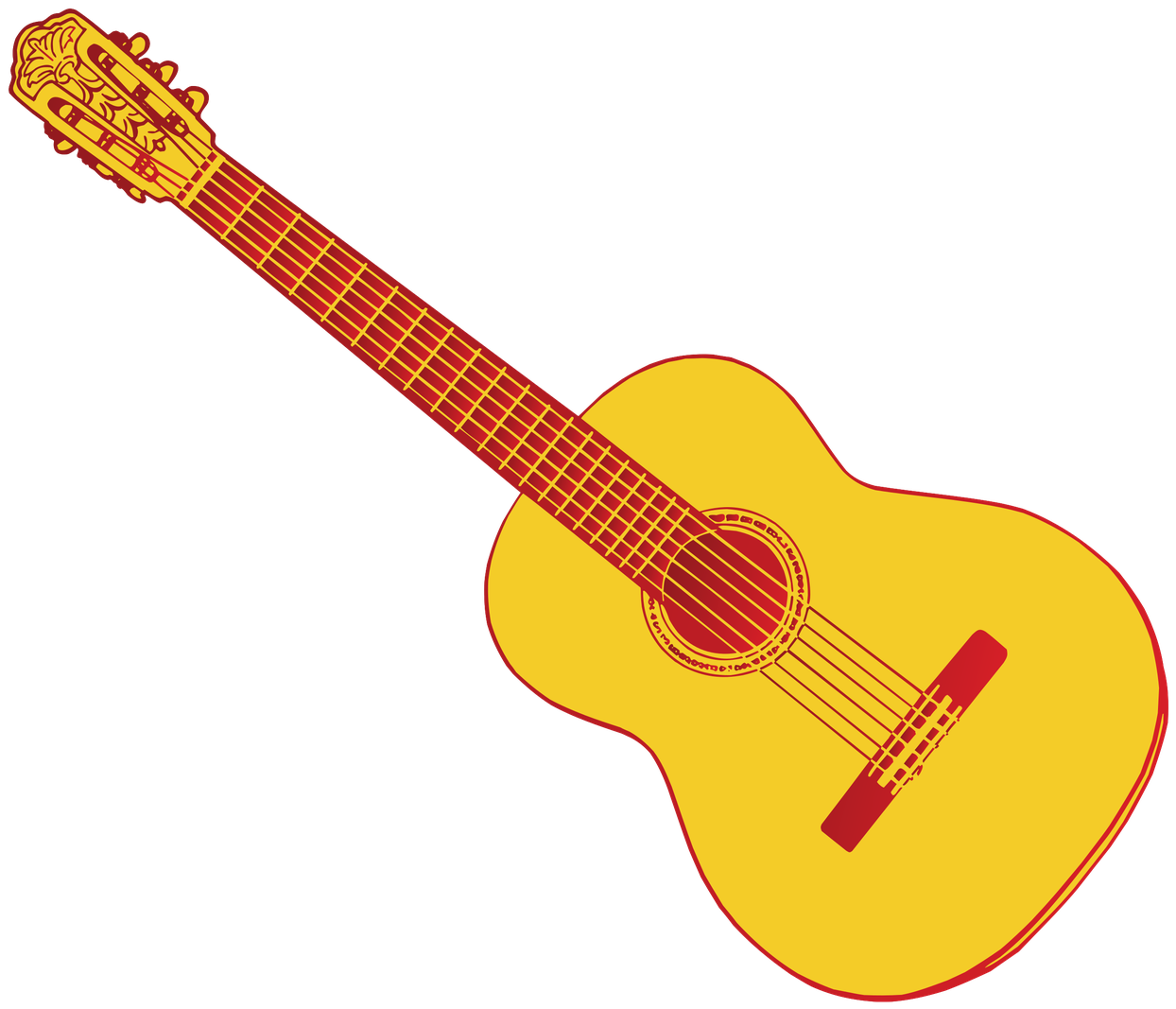 Vector Acoustic Guitar Clipart Png (black, gold)