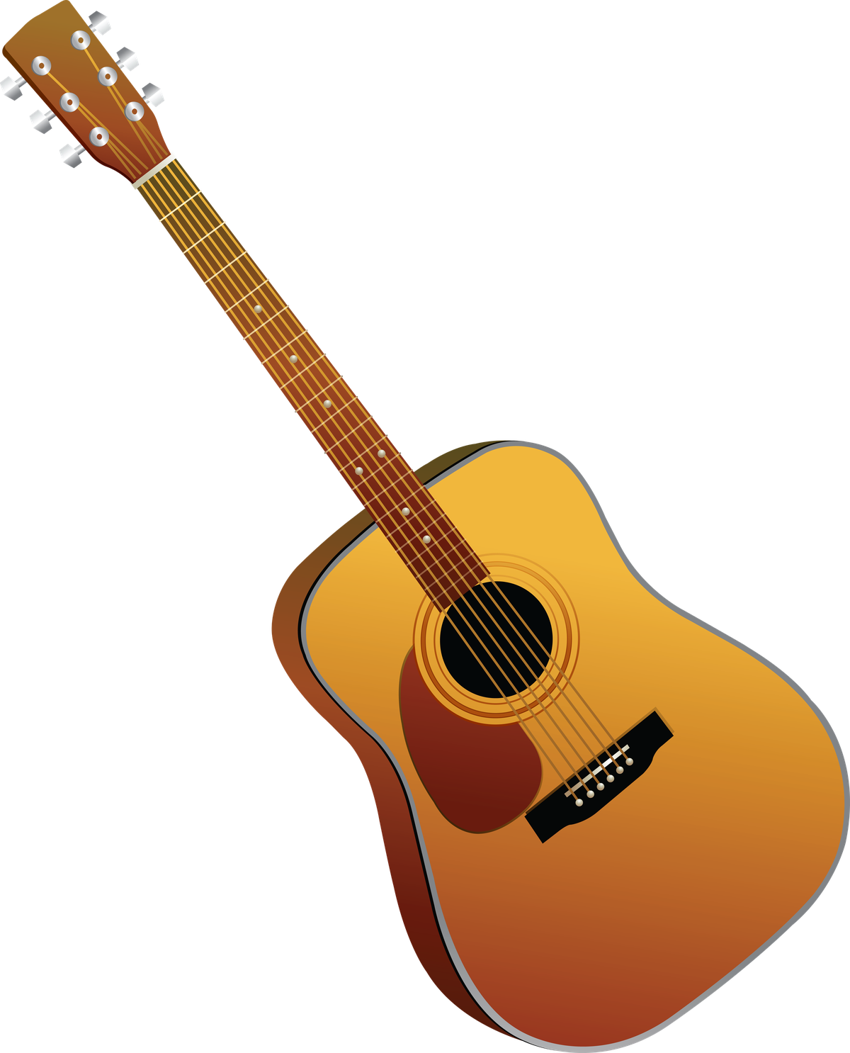 Vector Acoustic Guitar Golden Png (black, chocolate, orange)