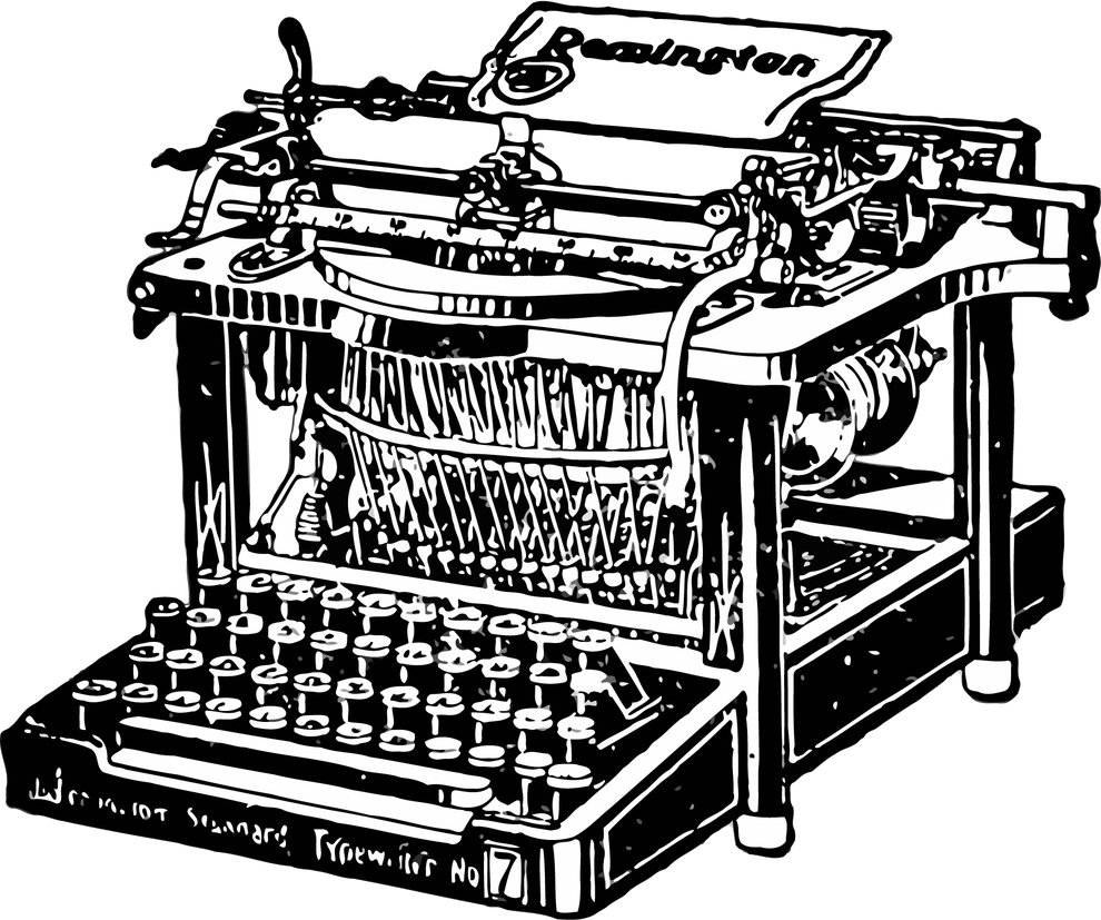 Vector Antique Typewriter Png Transparent Image (black, white)