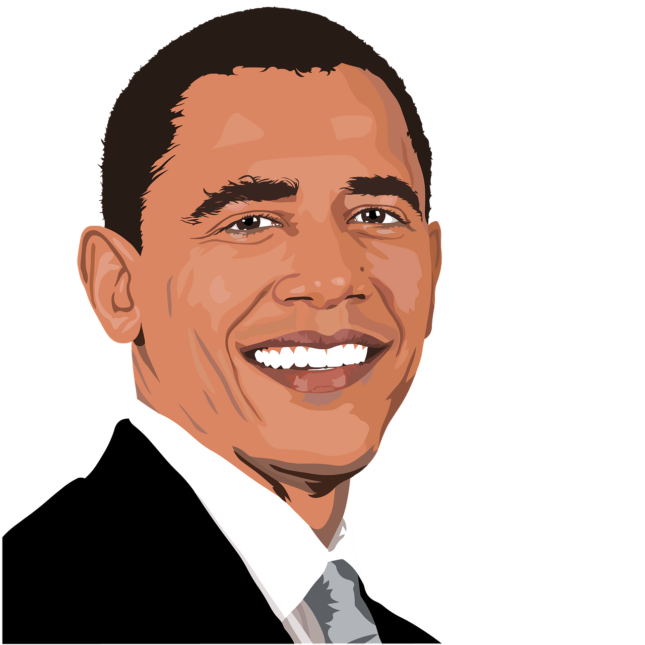 Vector Barack Obama Face Transparent Png (black, white, gray, salmon)