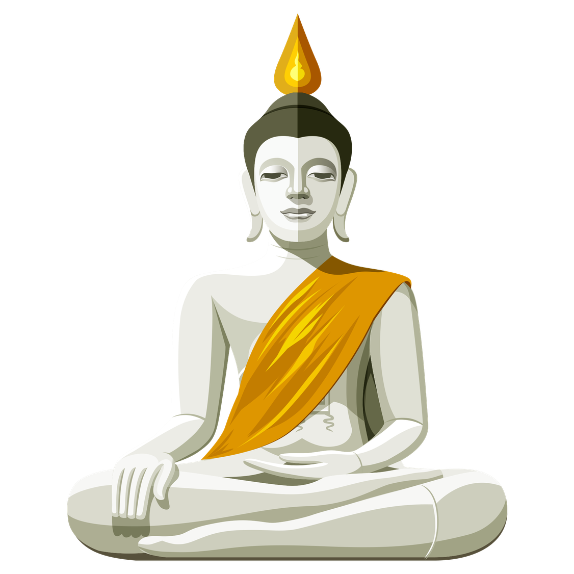 Vector Buddha Statue Png Image (beige, black, olive, silver, orange)