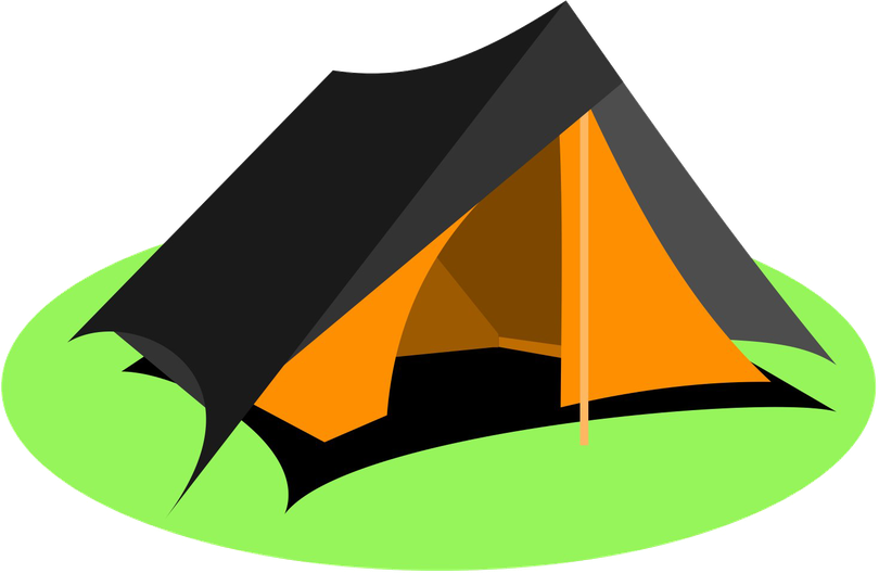 Vector Camp Tent Png Image (black, gray, orange, olive, mint)