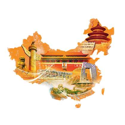 Vector China Map Transparent Background (black, orange)