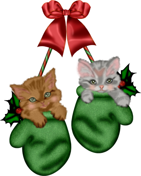 Vector Christmas Kitten Png File (black, gray, chocolate)