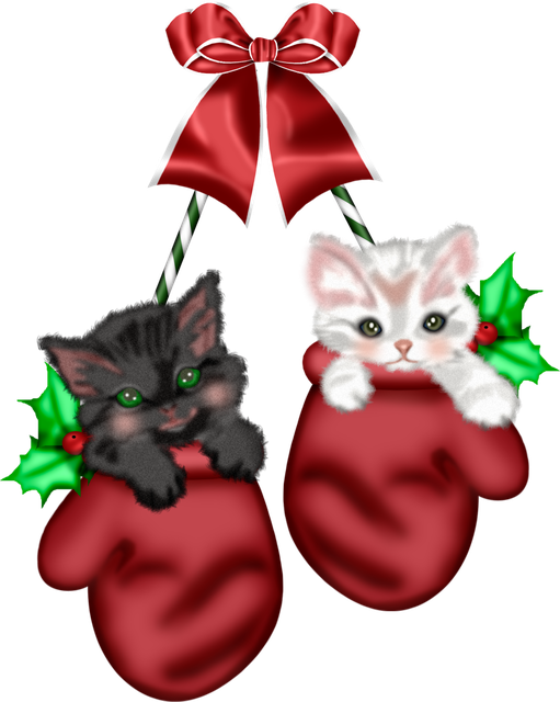 Vector Christmas Kitten Png Transparent Image (black, chocolate, indigo)