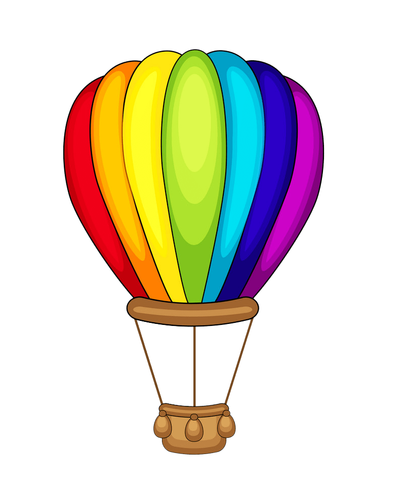 Vector Colorful Air Balloon Transparent Background (gold, gray, greenish blue, yellow)