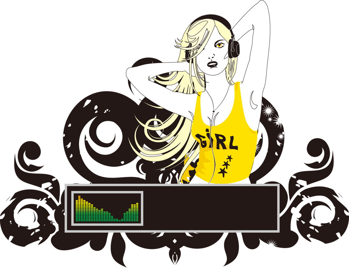 Vector Dj Girl Png Hd (white, gold, black)