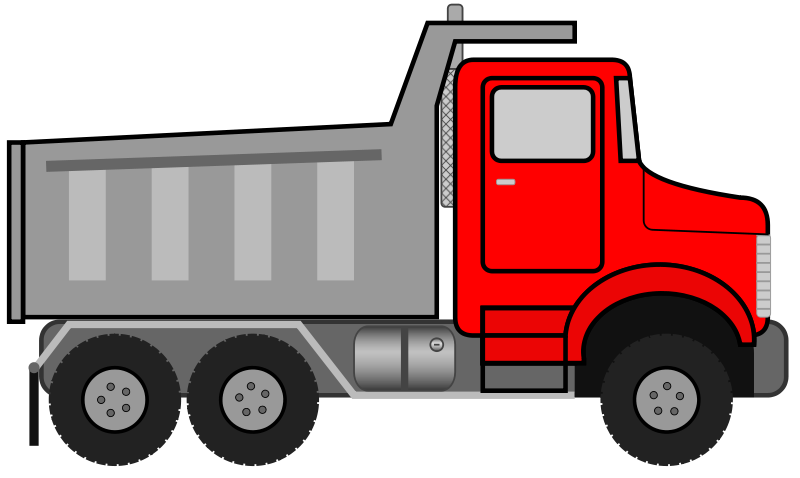 Vector Dump Truck Transparent Background (black, gray, silver, red)