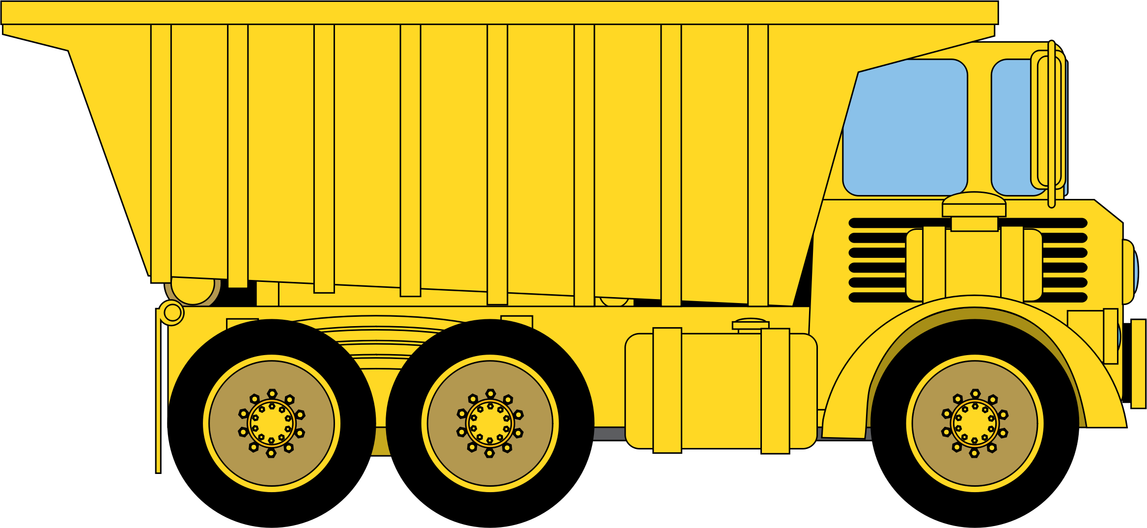 Vector Dump Truck Transparent Png (black, silver, gold)