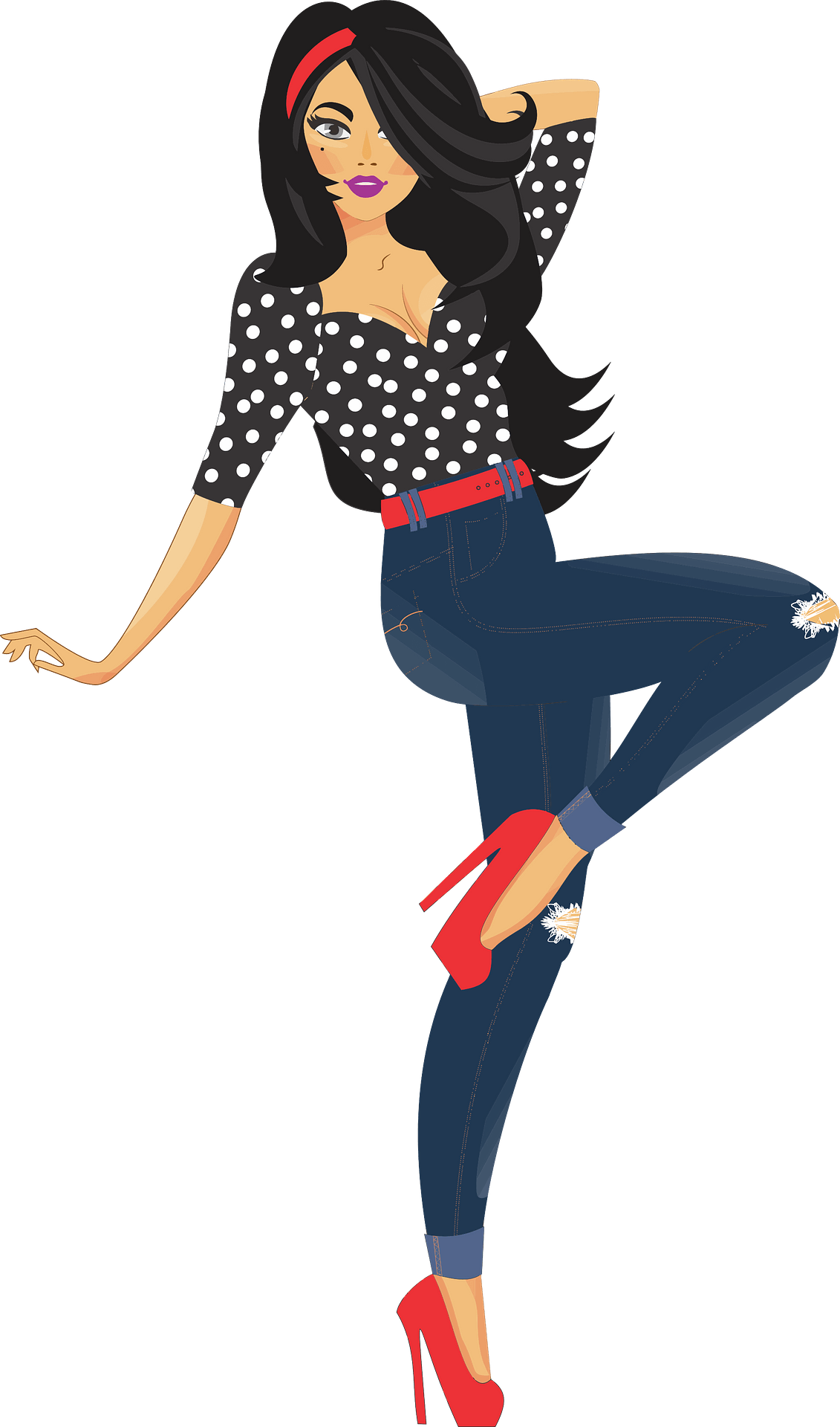 Vector Fashion Woman Transparent Background (navy, gray, black)