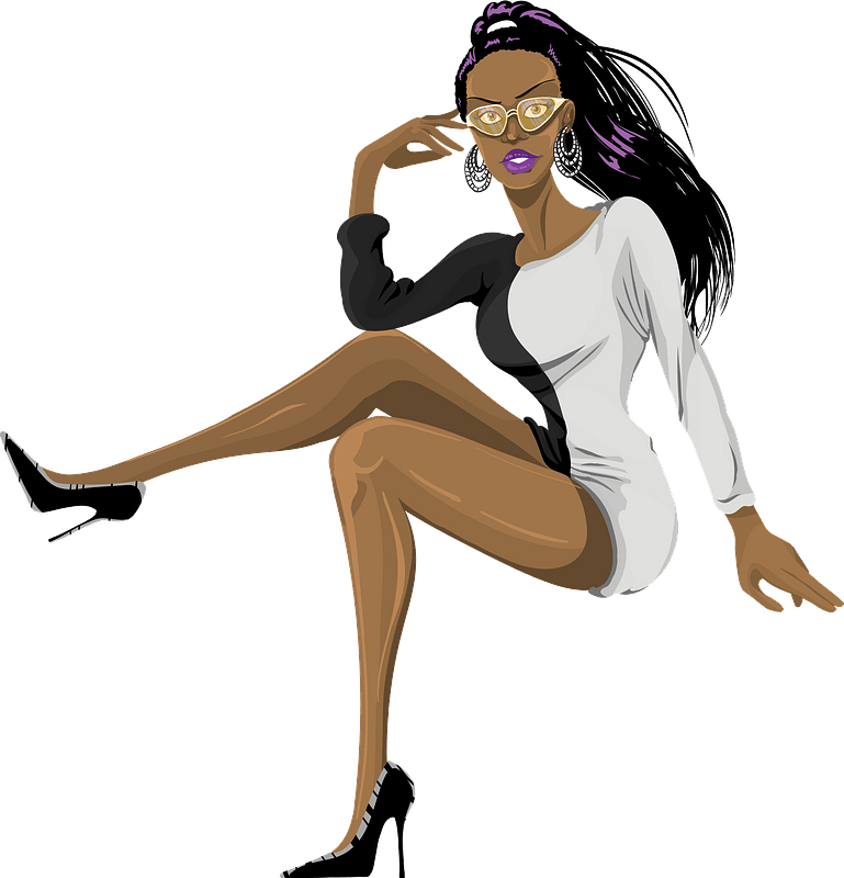 Vector Fashion Woman Transparent Png (black, gray, lavender)