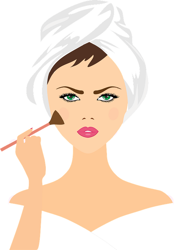 Vector Girl Doing Makeup Transparent Background (lavender, gray, pink)