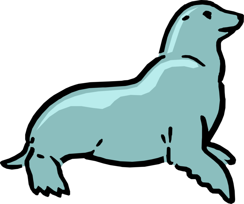 Vector Harbor Seal Png File (black, silver, mint)