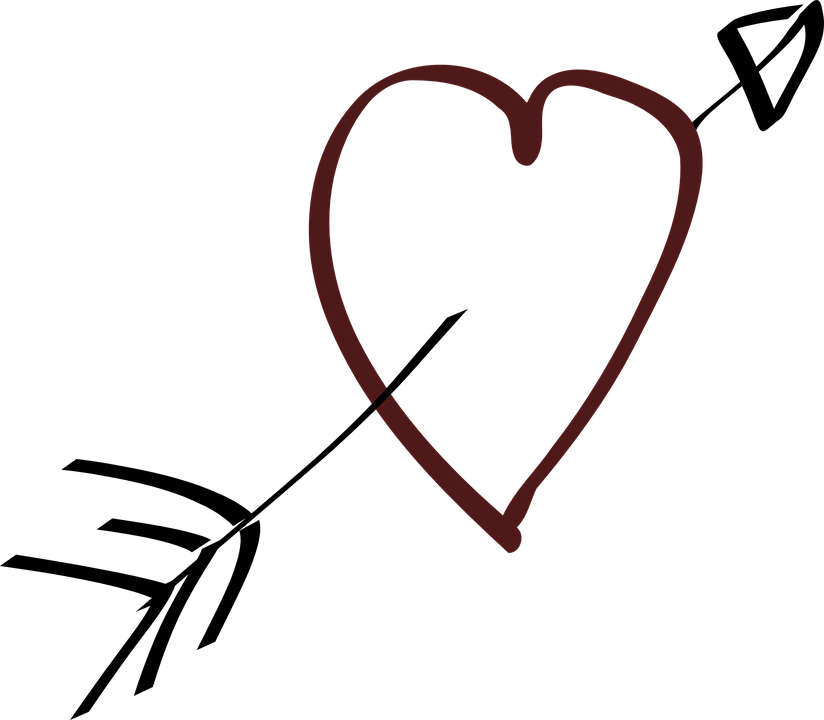 Vector Heart Arrow Png Hd (maroon, black)