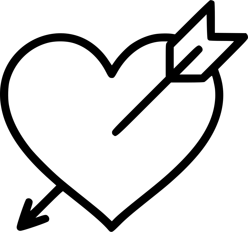 Vector Heart Arrow Png Pic (black, white)