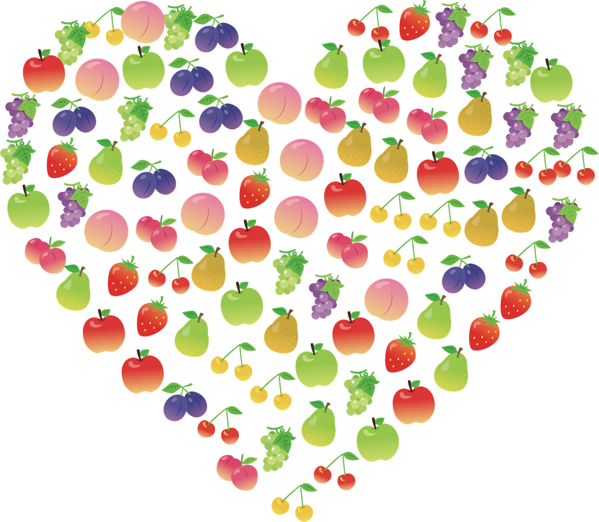 Vector Heart Fruit Png File (black)