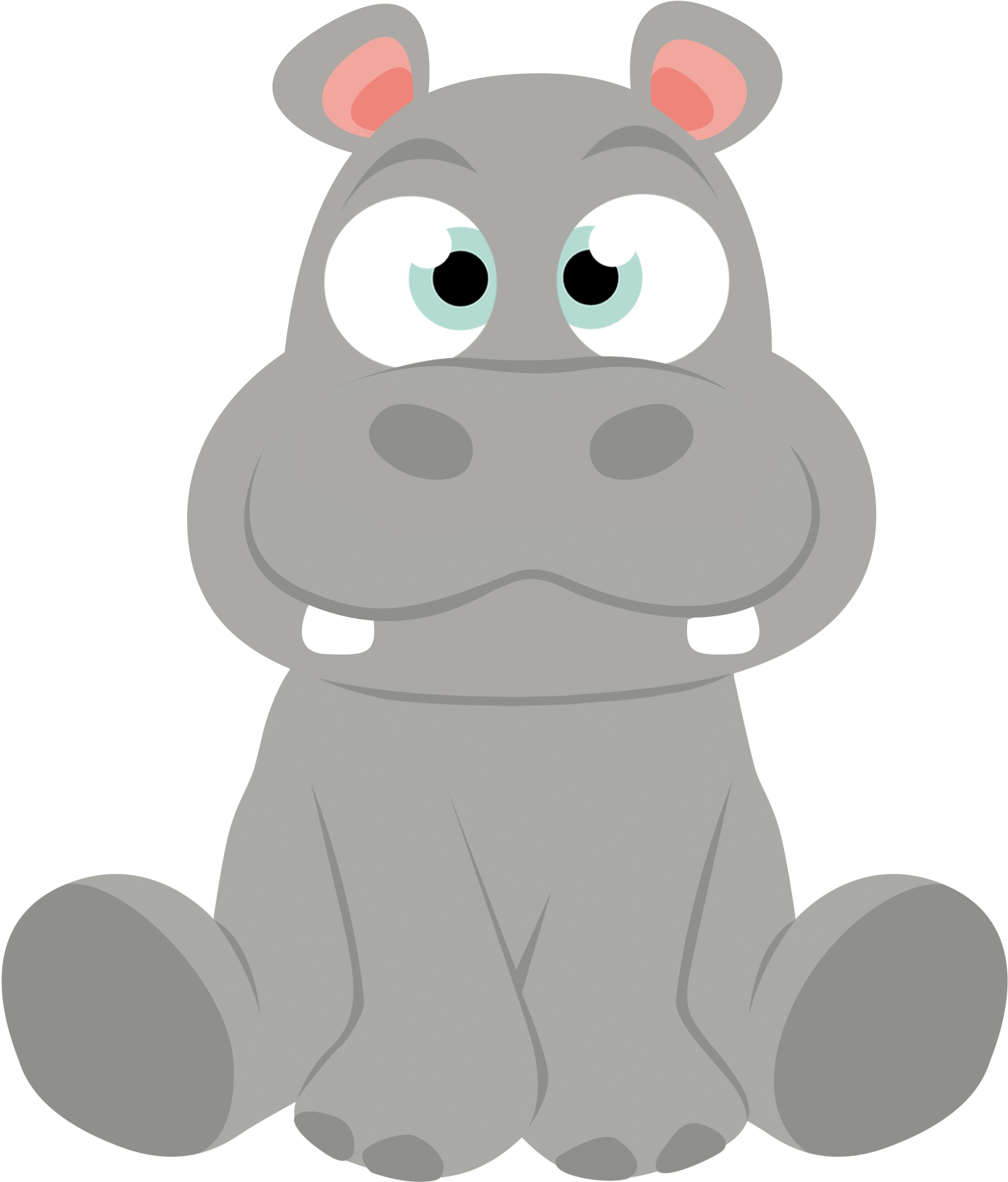 Vector Hippo Png File (gray, white, silver, black)