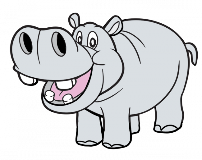 Vector Hippo Transparent Background (lavender, black)