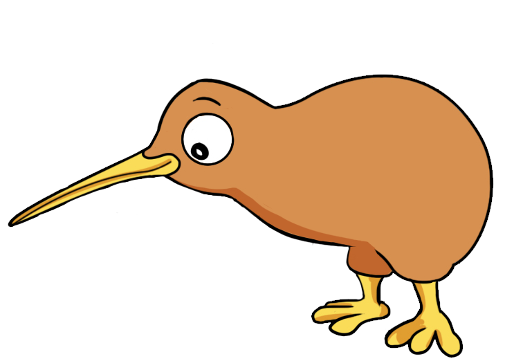 Vector Kiwi Bird Transparent Background (white, black, salmon)