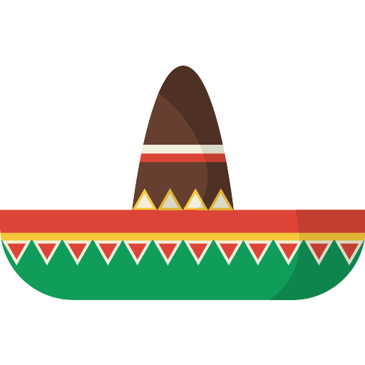 Vector Mexican Hat Transparent Background (teal, maroon, chocolate, black, gold)