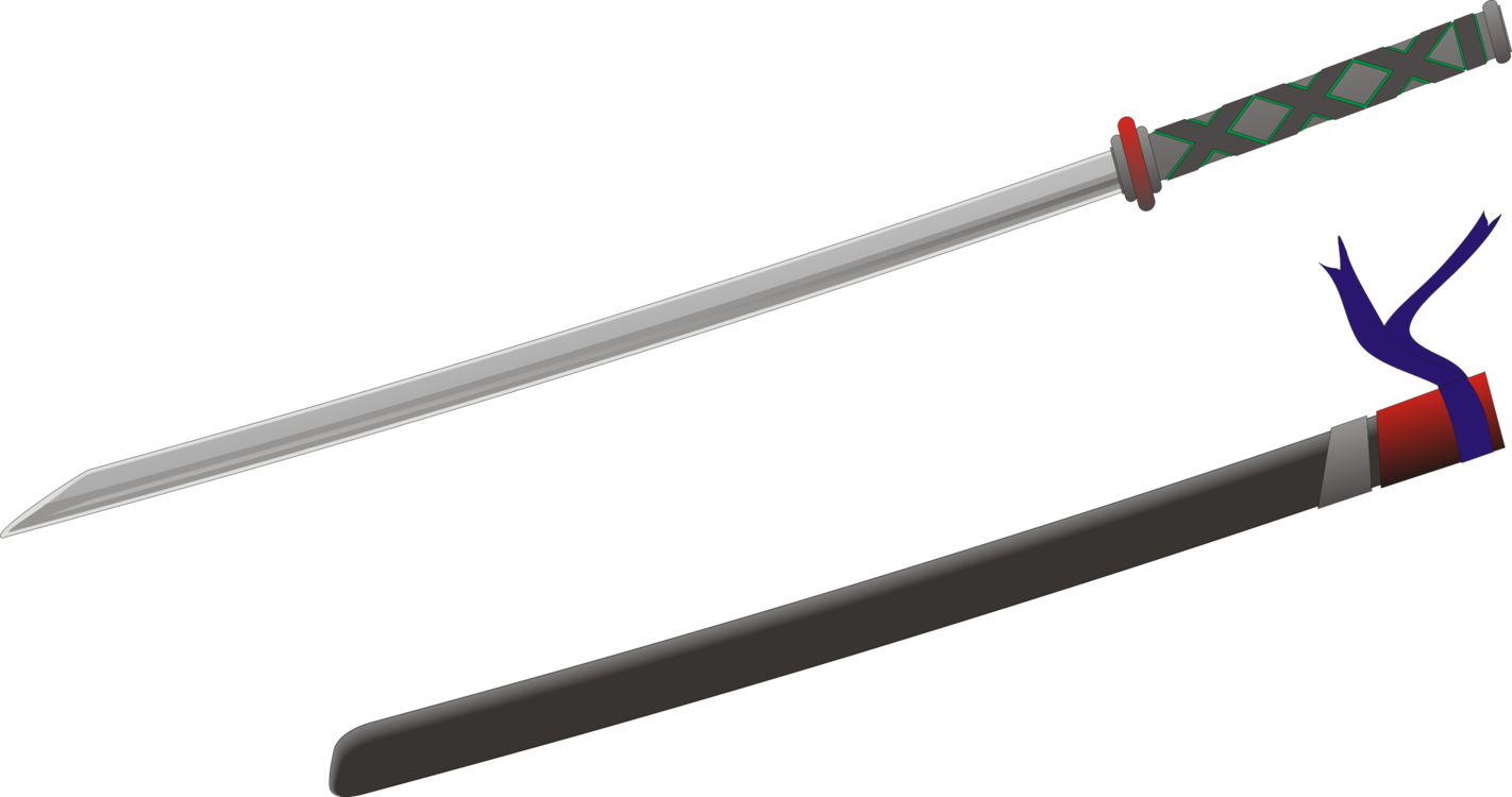 Vector Ninja Katana Transparent Png (black, silver)