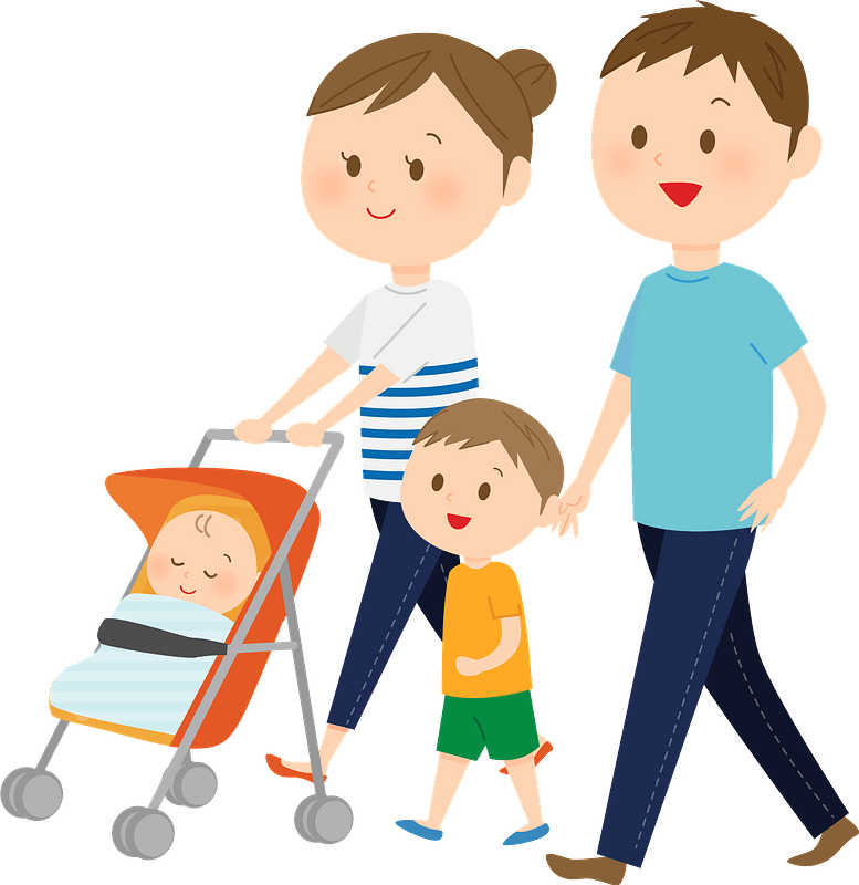 Vector Walking Family Png Clipart (gray, pink, navy, olive, silver)